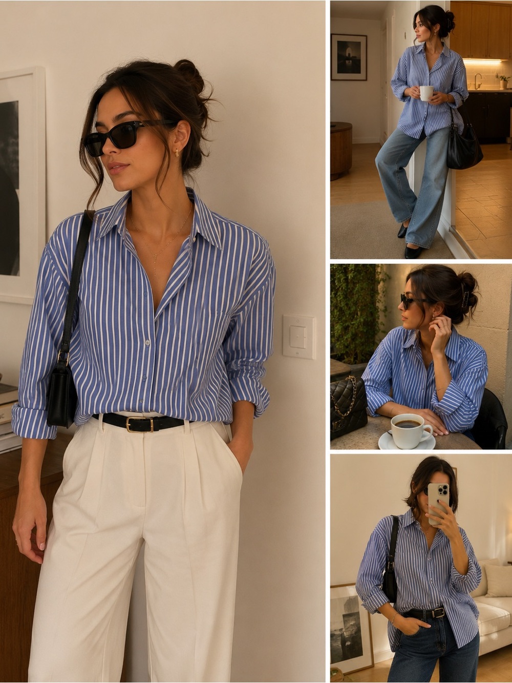 Jones New York Blue and White Striped Shirt